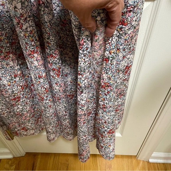 Sky and Sand Floral Lace Trim Tie Waist Puff Sleeve Long Maxi Dress Plus 2X - Picture 9 of 10